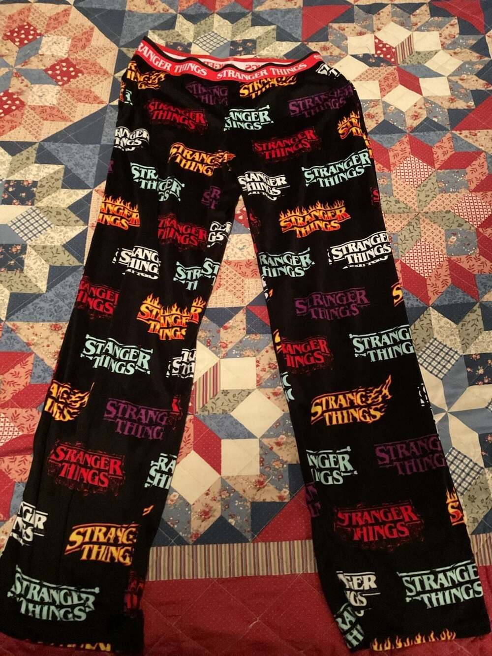 Netflix Stranger Things Allover Logo Print Women's Pajama Sleep Pants
